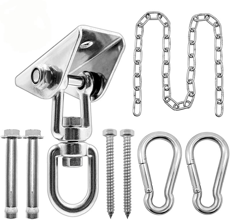 Gelury Hammock Hanging Kit with Swing Chain 39inch, 1000lbs Capacity Hanging Hooks Heavy Duty 360Â° Swivel for Yoga, Chair, Tree, Indoor & Outdoor Gym - Image 1